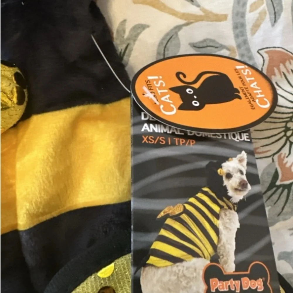 NWT Party Dog Yellow Bumble Bee Dog or Cat Costume Halloween Outfit Size XS/S